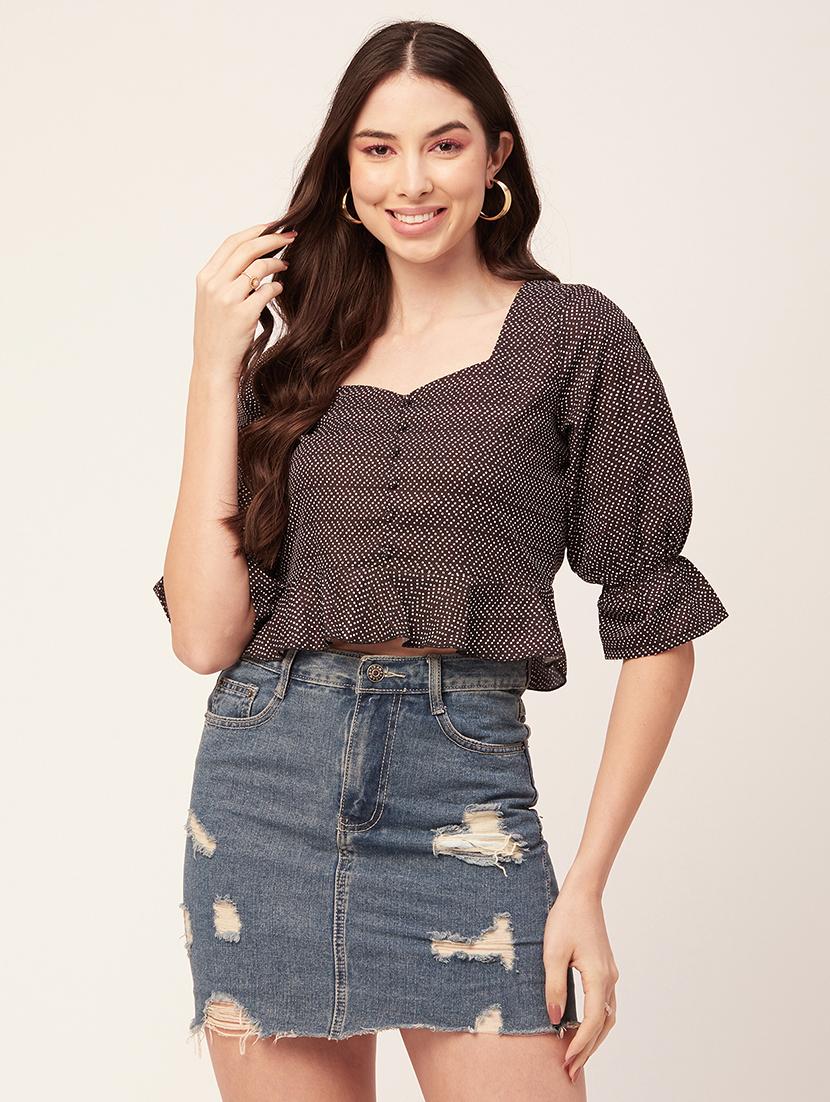 women's crop sweetheart neck top - 20152430 -  Zoom Image - 0