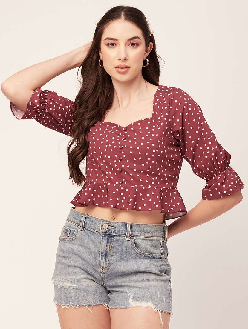 women's crop sweetheart neck top - 20152434 - Zoom Image - 0