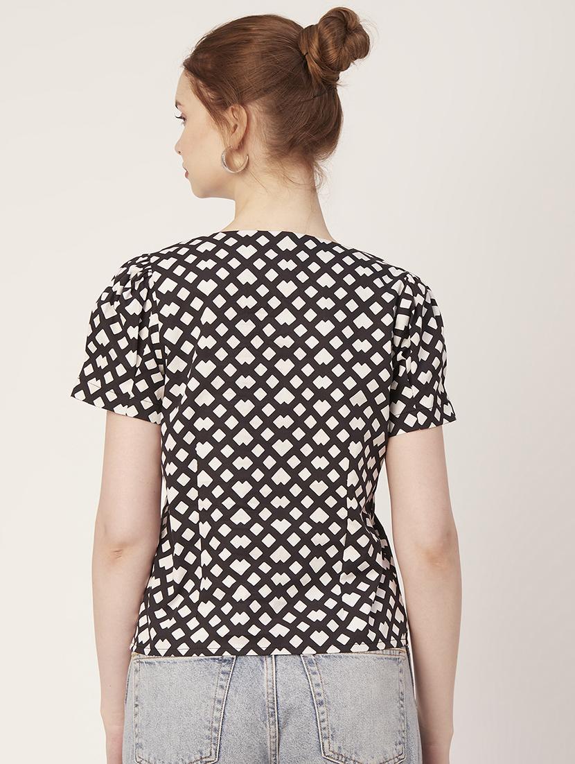 women's a line v neck top - 20152442 - Standard Image - 3