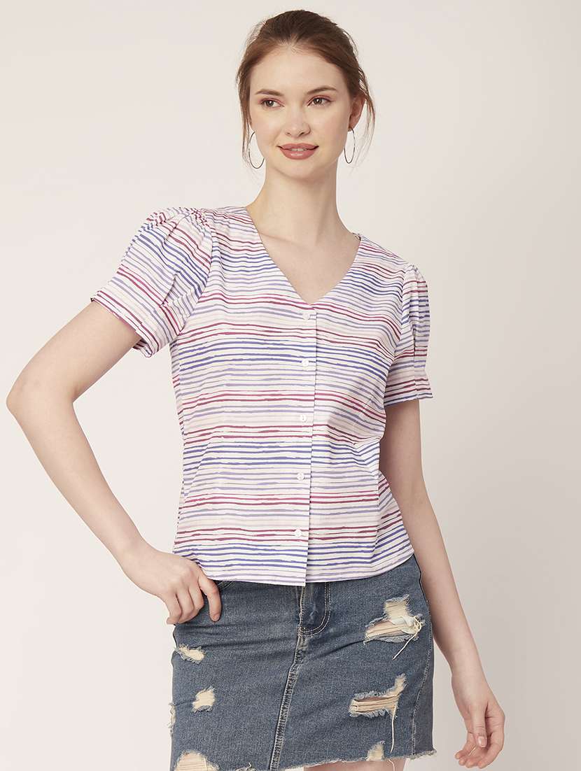 women's straight v neck top - 20152446 -  Zoom Image - 0