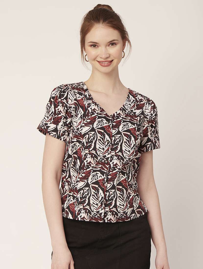 women's straight v neck top - 20152447 -  Zoom Image - 0