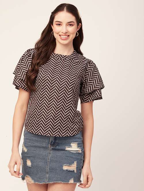 women's crop round neck top - 20152455 -  Standard Image - 0