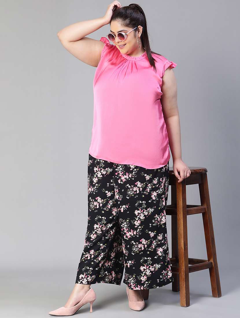 women floral plus trouser - 20152492 -  Standard Image - 3