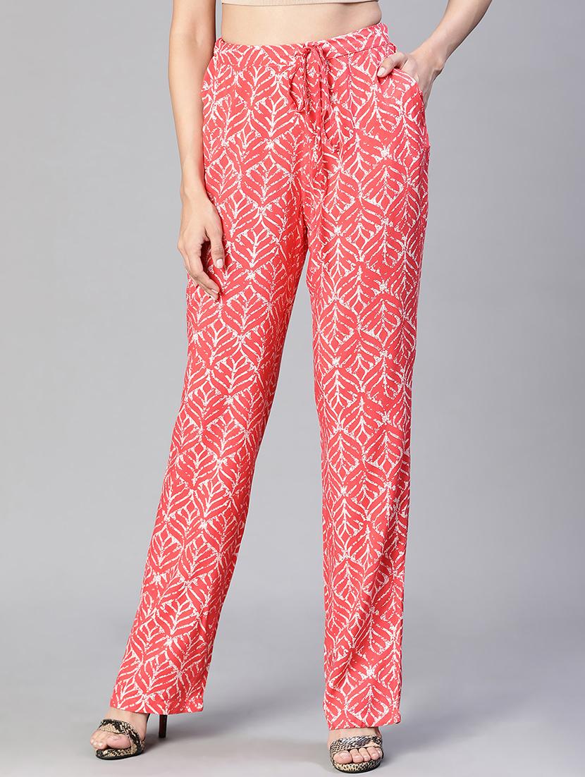 red f=printed flat front trouser - 20152499 - Zoom Image - 0