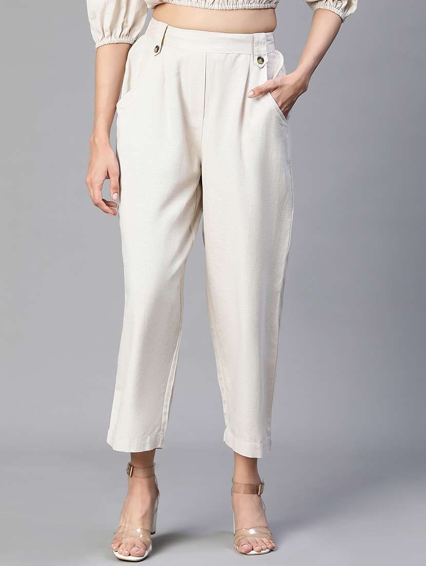 women solid pleated trouser  - 20152504 -  Zoom Image - 0