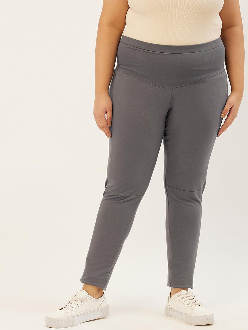 plus size grey solid slim fit trouser - 20152523 -  Zoom Image - 0