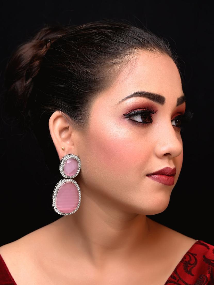pink alloy drop earring - 20152784 - Standard Image - 3