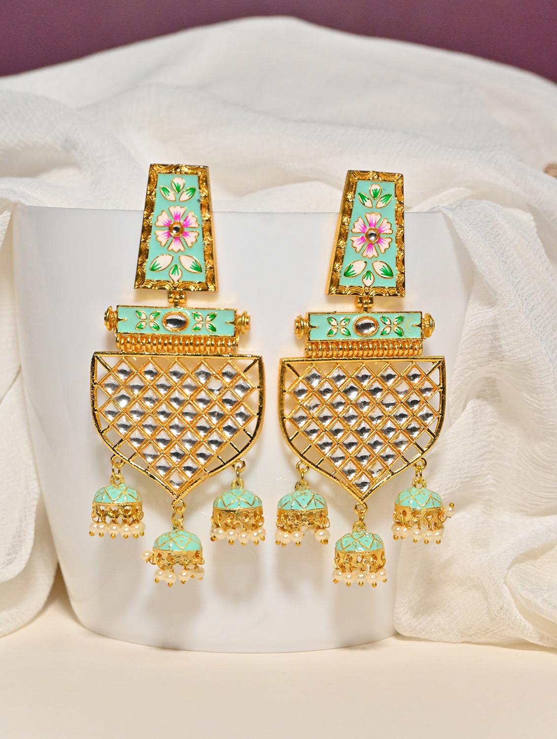 green brass drop earring - 20152791 - Zoom Image - 0
