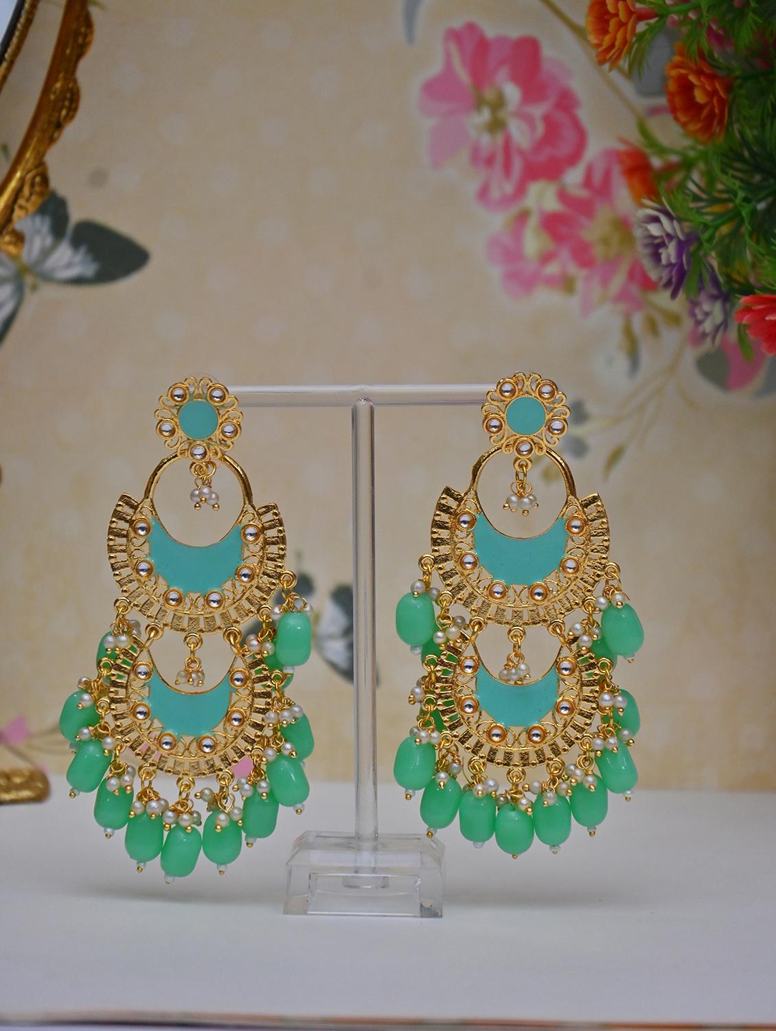 green brass chandballi earring - 20152810 - Zoom Image - 0