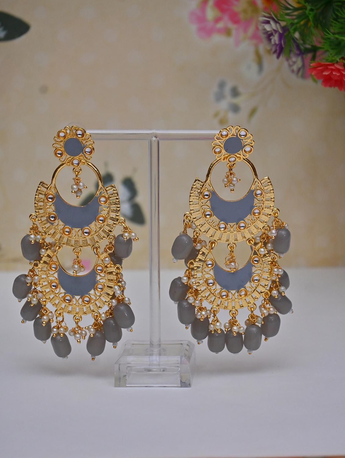 grey brass chandballi earring - 20152816 - Zoom Image - 0