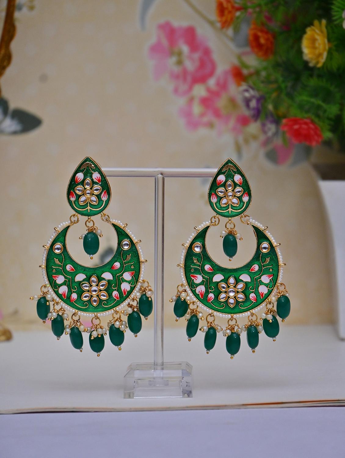 green brass chandballi earring - 20152824 - Zoom Image - 0