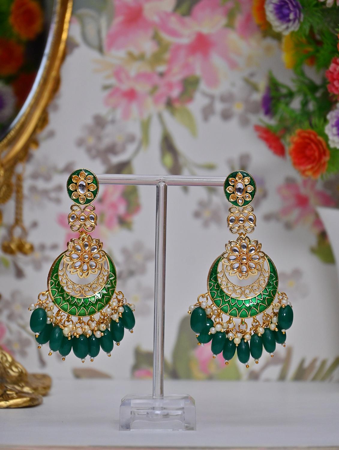 green brass chandballi earring - 20152832 - Zoom Image - 0
