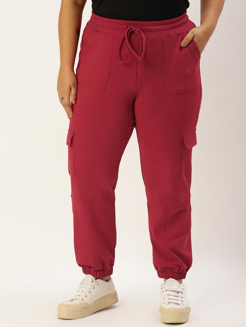 plus size red solid cargo trouser - 20152928 - Standard Image - 0