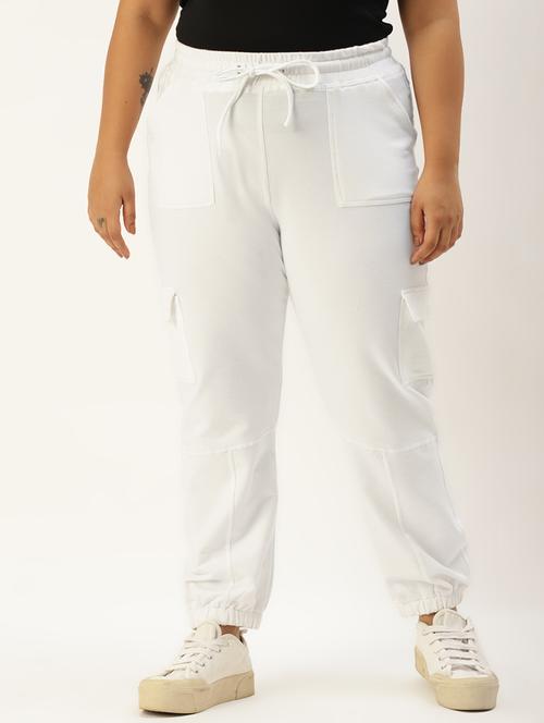 plus size white solid cargo trouser - 20152929 - Standard Image - 0