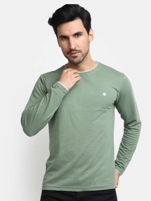 round neck self design regular t-shirt - 20153172 - Standard Image - 0