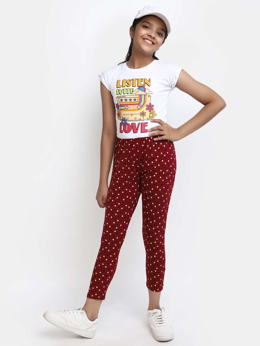 maroon  printed ankle length legging - 20153252 -  Standard Image - 3