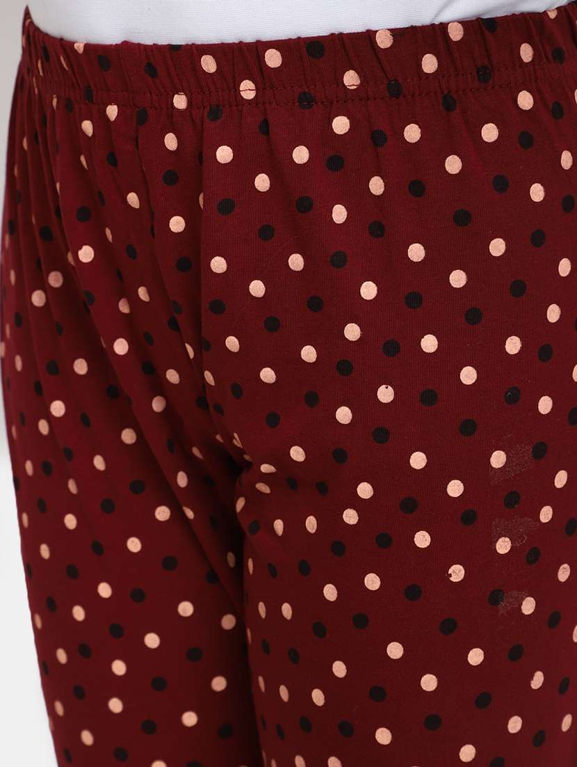 maroon  printed ankle length legging - 20153252 -  Standard Image - 5