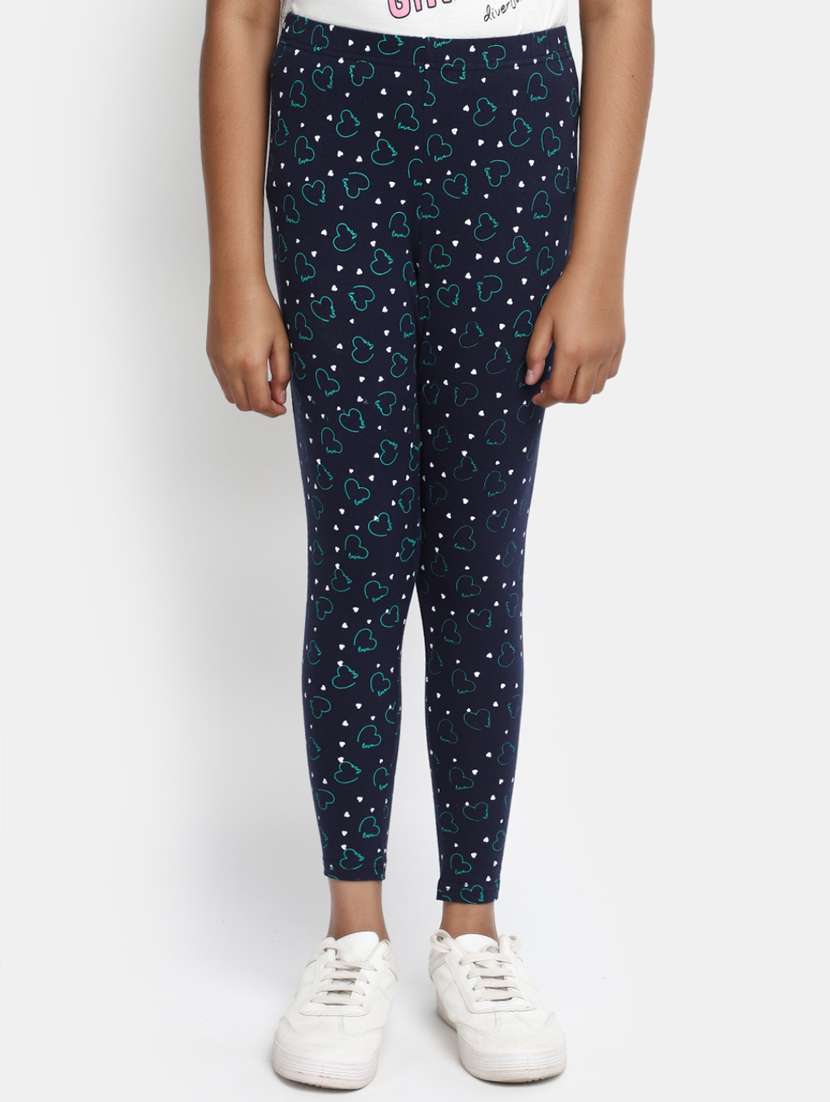 blue printed ankle length legging