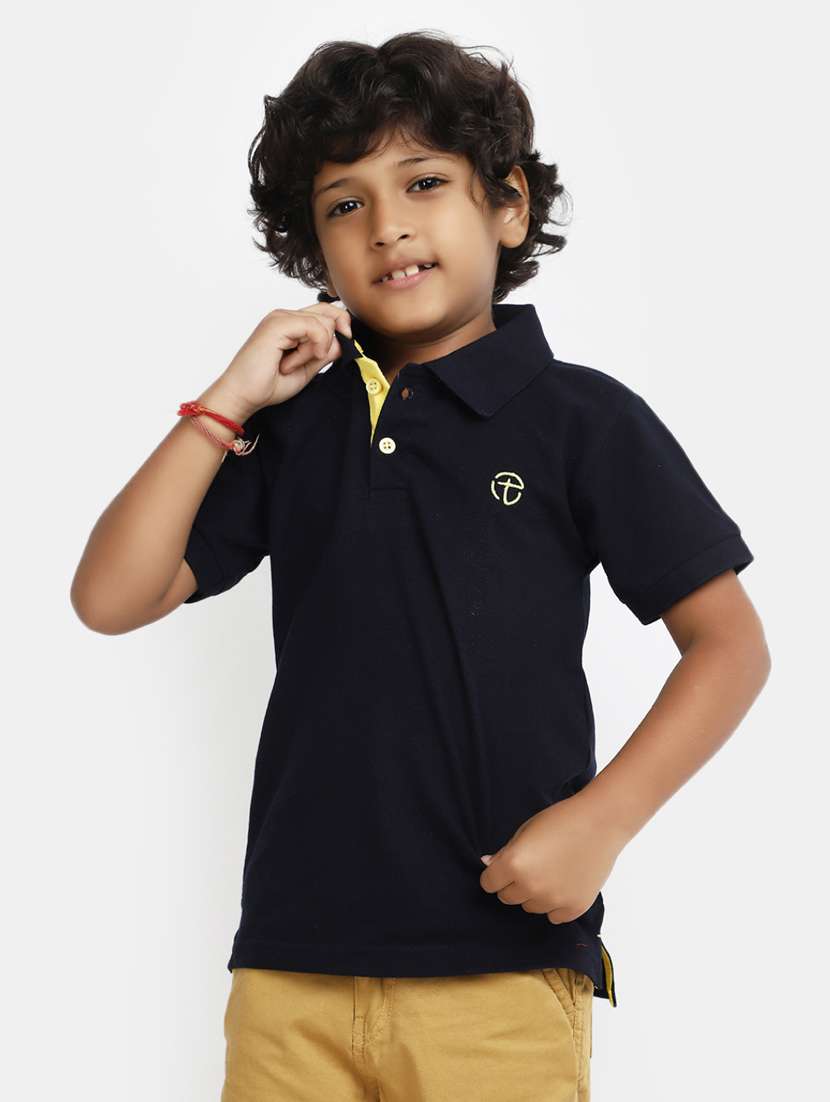 boys polo neck solids t-shirt