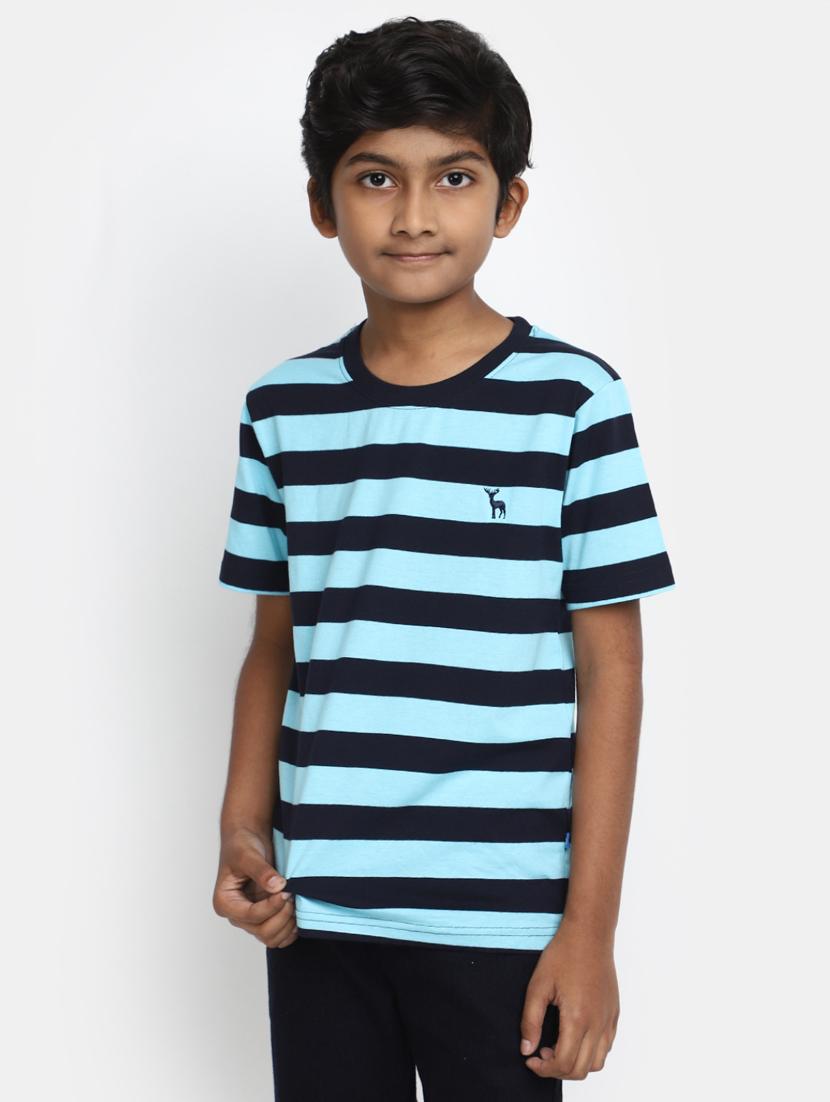 blue striped round neck t-shirt - 20153320 -  Zoom Image - 0