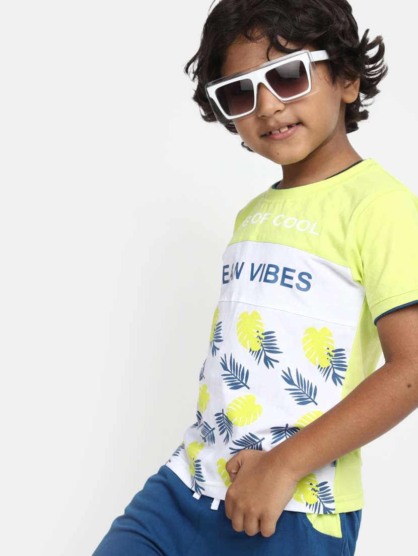 green printed short sleeves shorts twin set - 20153393 -  Standard Image - 3