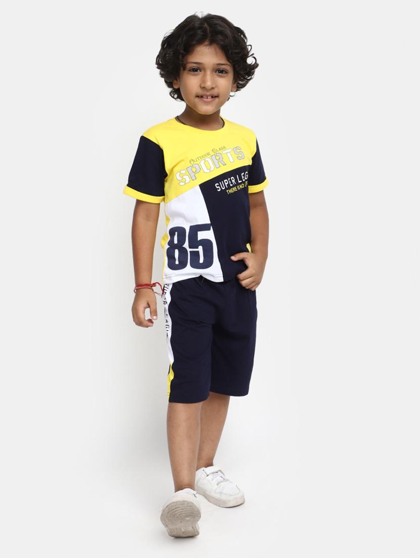 blue short sleeves printed shorts twin set - 20153490 - Zoom Image - 0