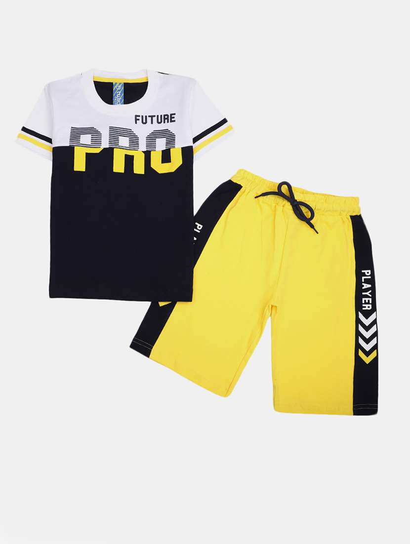 blue short sleeves printed shorts twin set