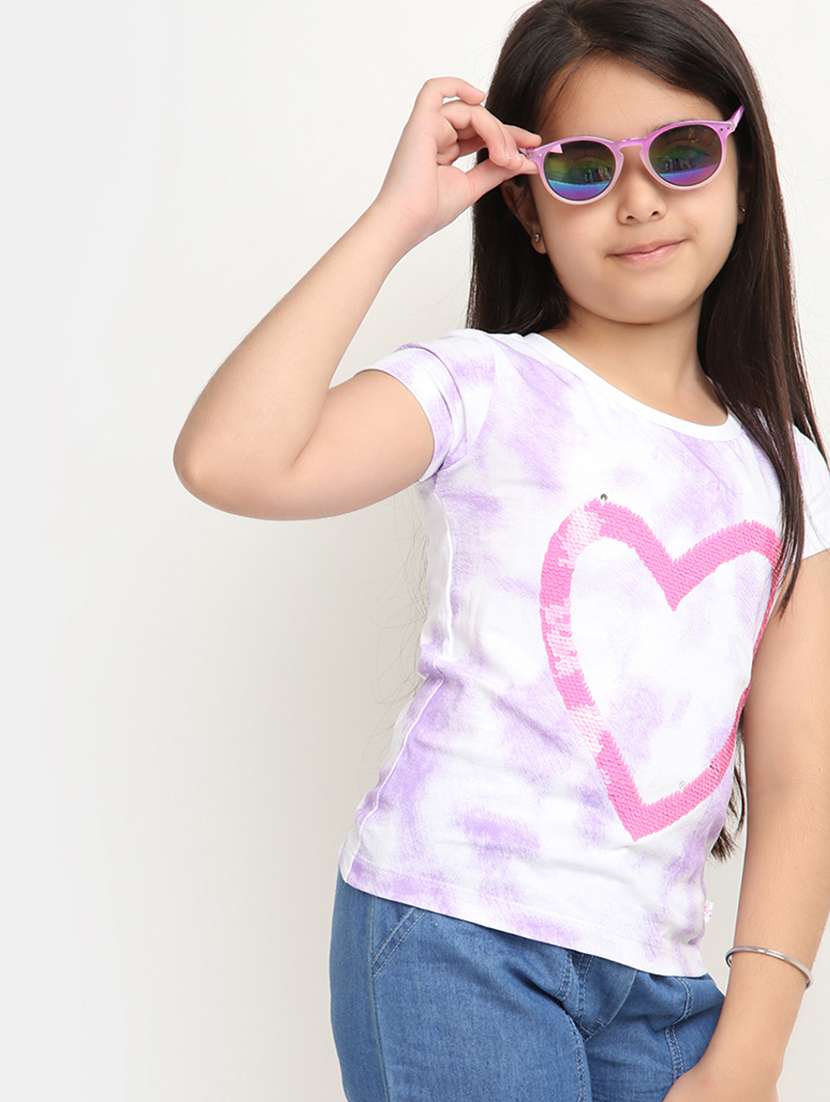 girls round neck printed regular tee - 20153646 -  Standard Image - 3