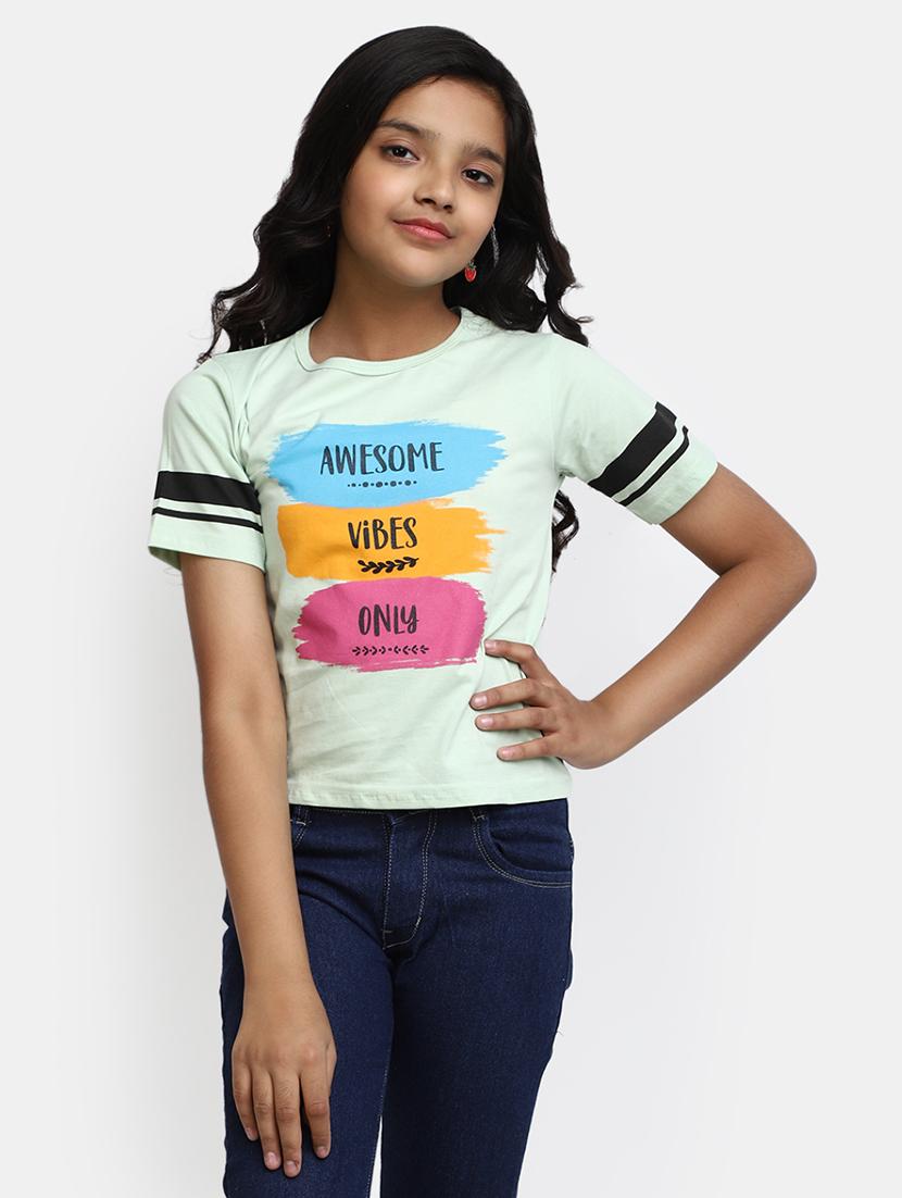 girls round neck printed regular tee - 20153669 - Zoom Image - 0