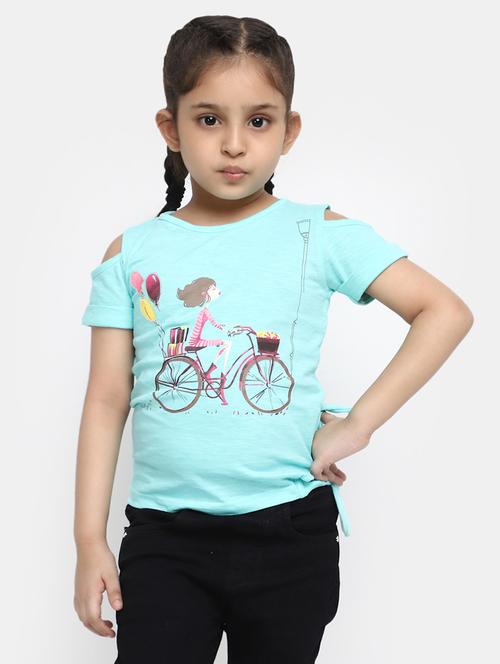 girls round neck printed regular tee - 20153693 - Standard Image - 0