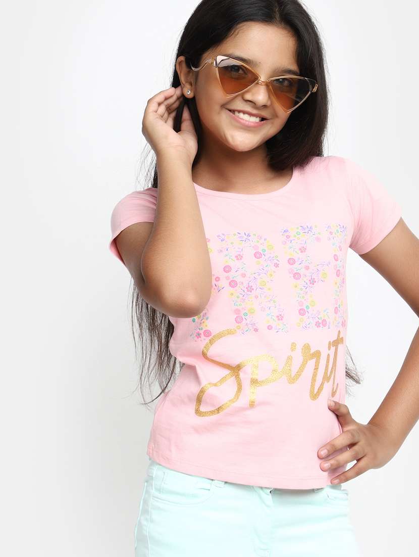 girls round neck printed regular tee - 20153718 -  Standard Image - 3
