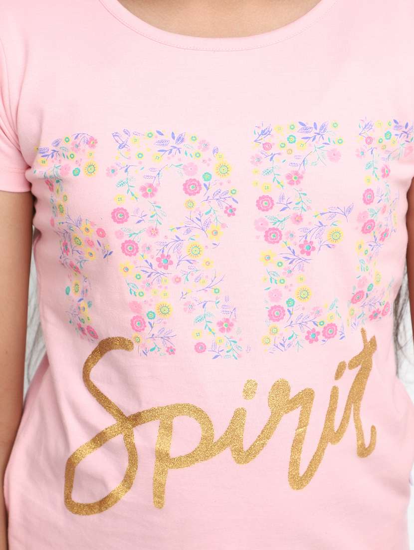 girls round neck printed regular tee - 20153718 -  Standard Image - 5