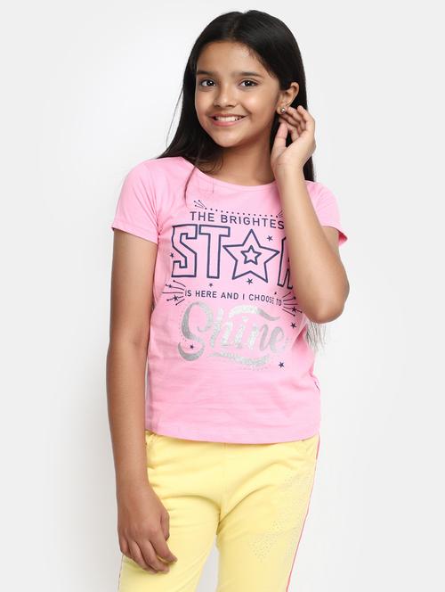 girls round neck printed regular tee - 20153720 -  Standard Image - 0