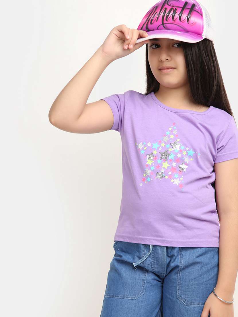 girls round neck printed regular tee - 20153723 -  Standard Image - 3