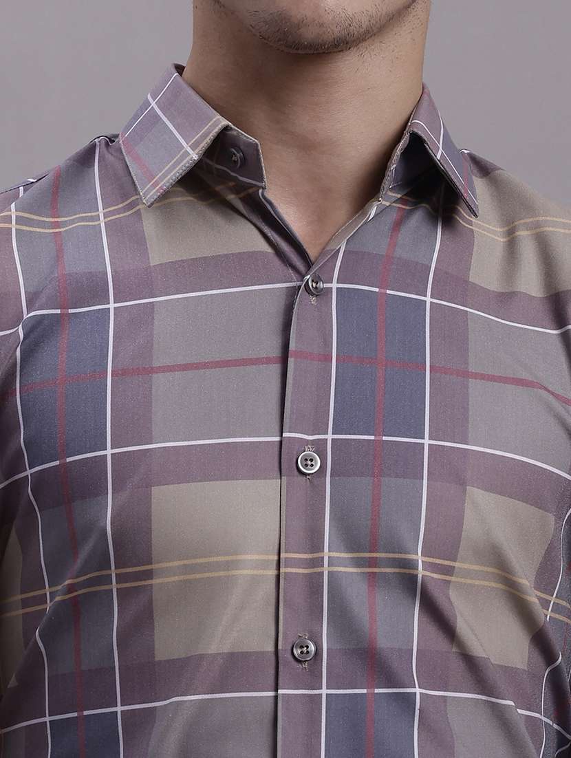 mens checks formal shirt - 20154843 - Standard Image - 5
