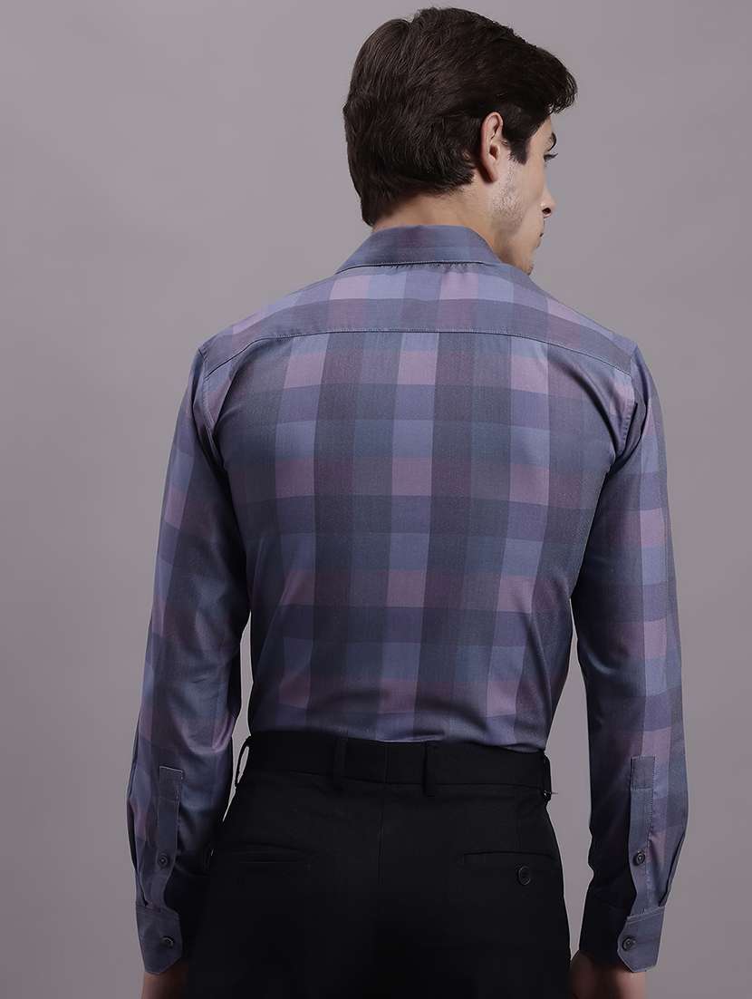 mens checks formal shirt - 20154845 - Standard Image - 3