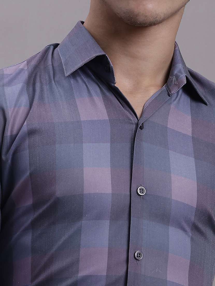 mens checks formal shirt - 20154845 - Standard Image - 5