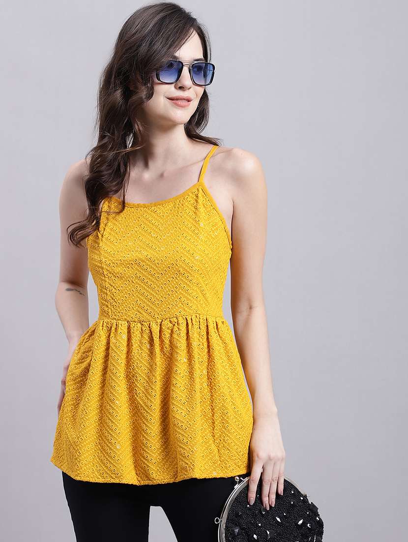 women's peplum shoulder strap top