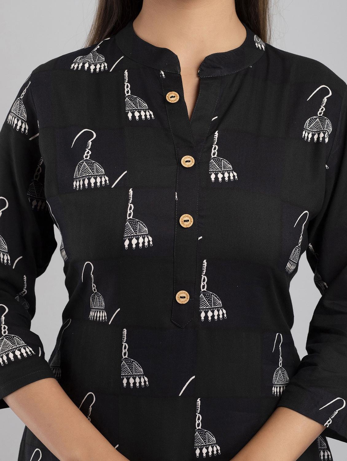 mandarin neck printed straight kurta - 20154940 - Standard Image - 3