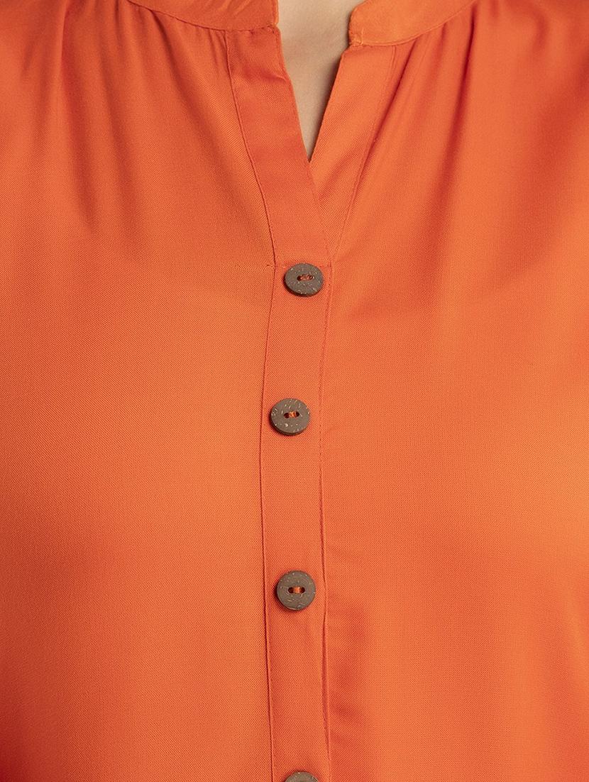 mandarin neck solid a line kurta - 20154948 - Standard Image - 5
