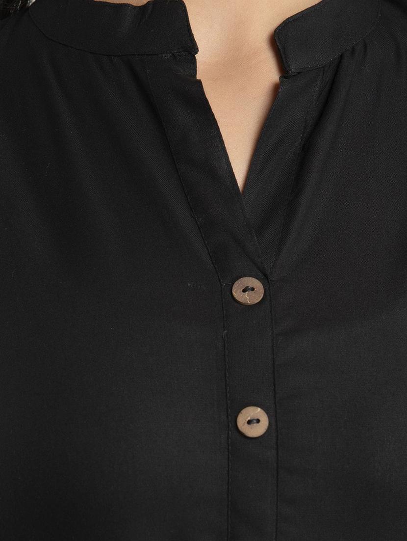 mandarin neck solid a line kurta - 20154955 - Standard Image - 5