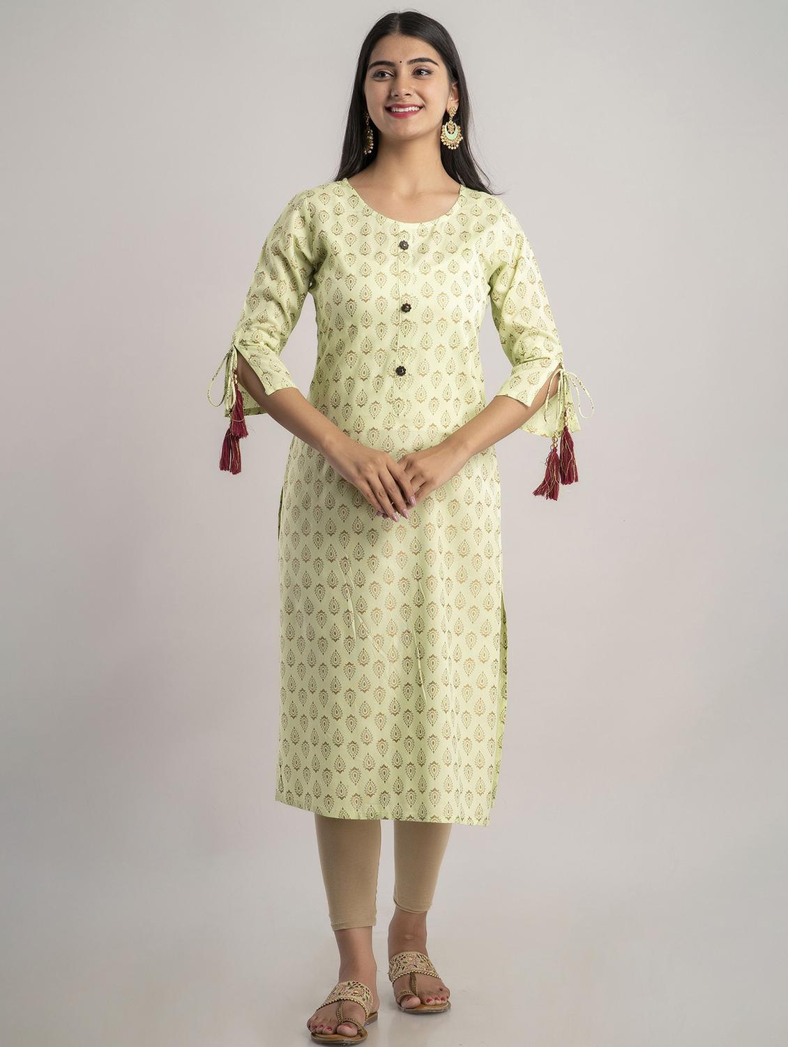 round neck printed straight kurta - 20154969 - Zoom Image - 0