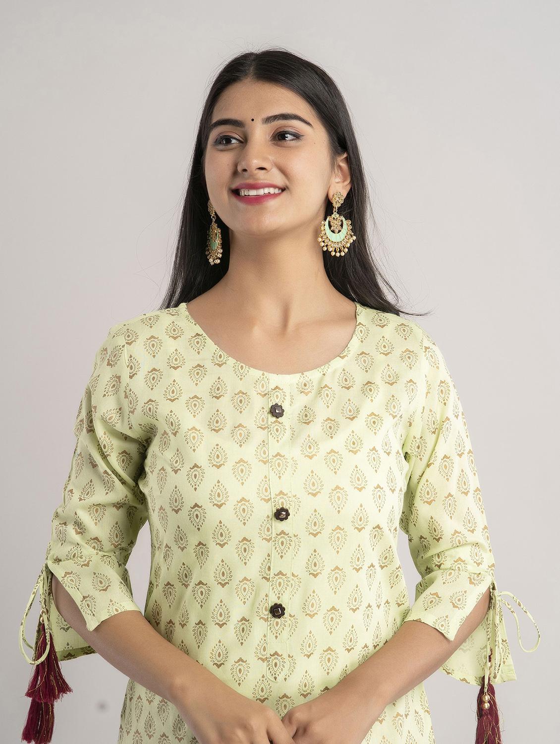 round neck printed straight kurta - 20154969 - Standard Image - 3