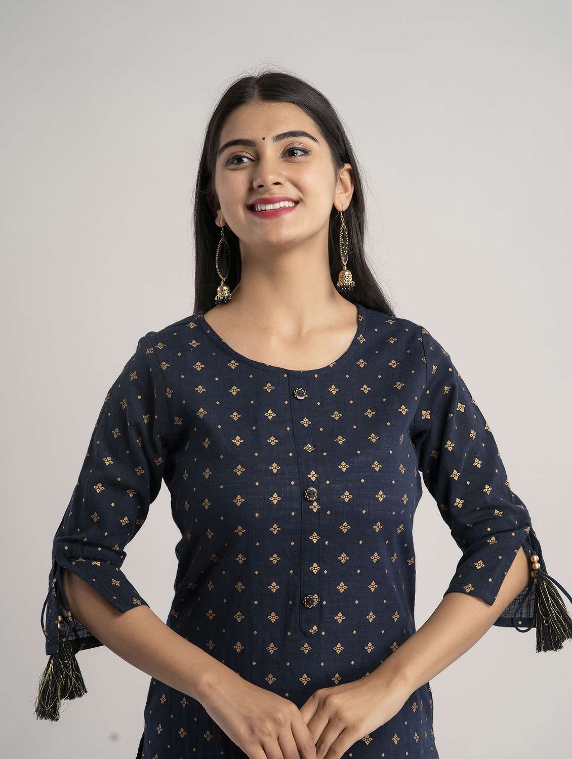 round neck printed straight kurta - 20154976 - Standard Image - 3