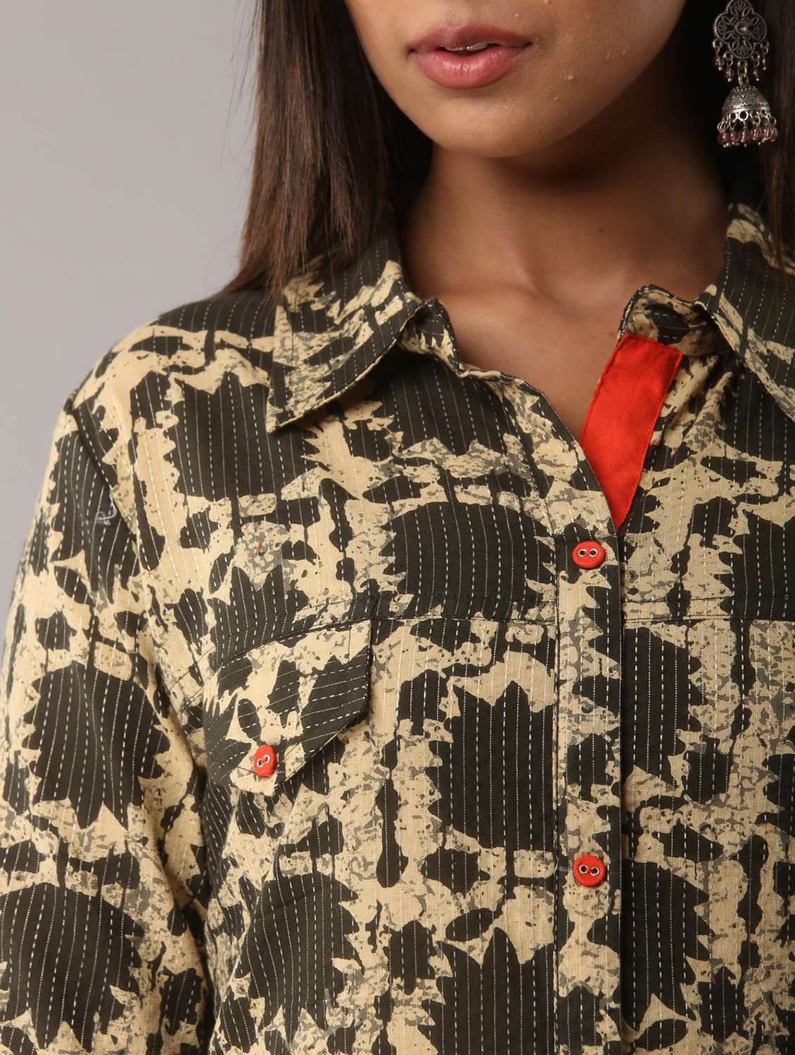 shirt collar printed straight kurta - 20155007 - Standard Image - 5