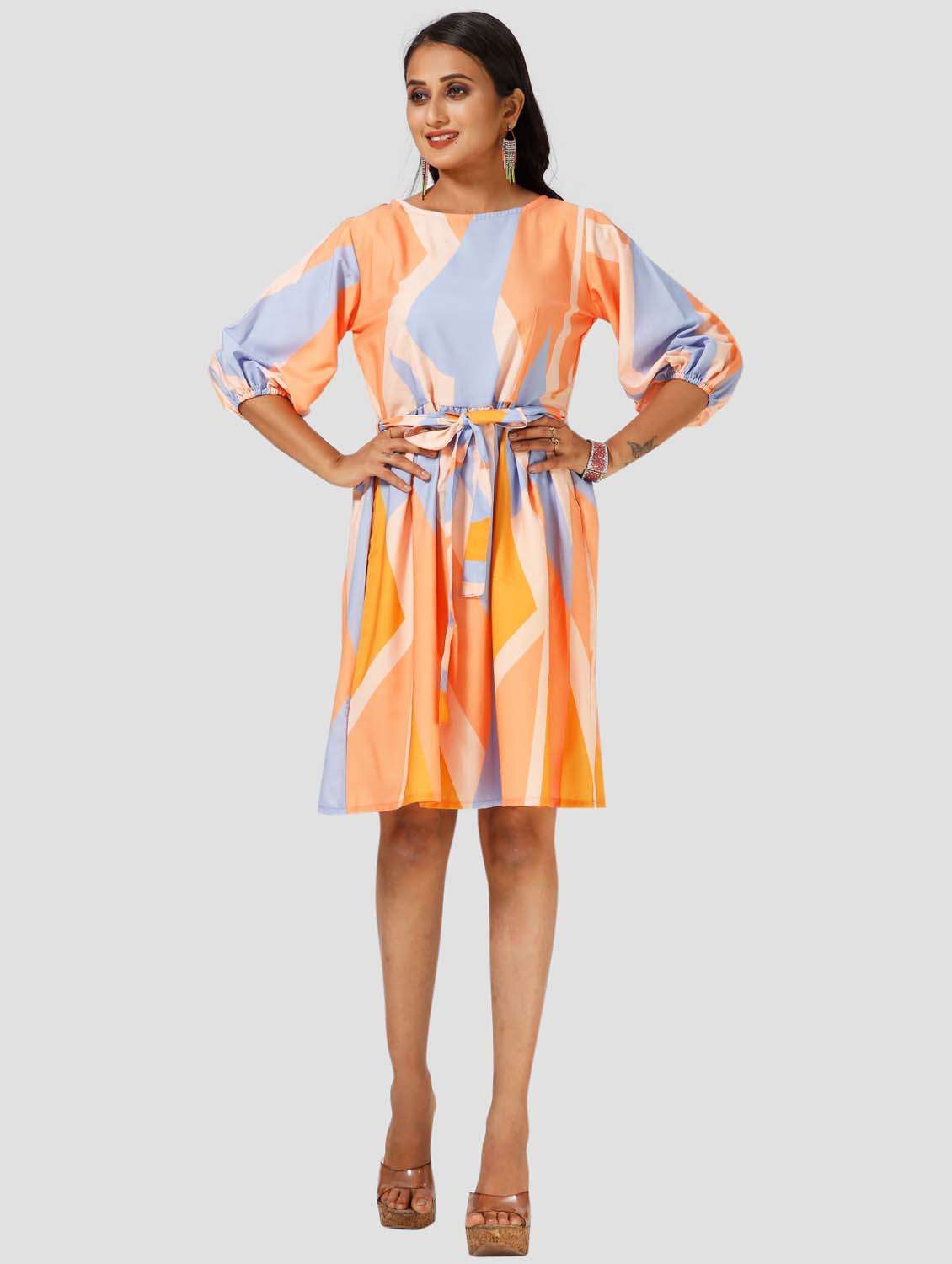women's fit & flare color block dress - 20155247 - Zoom Image - 0