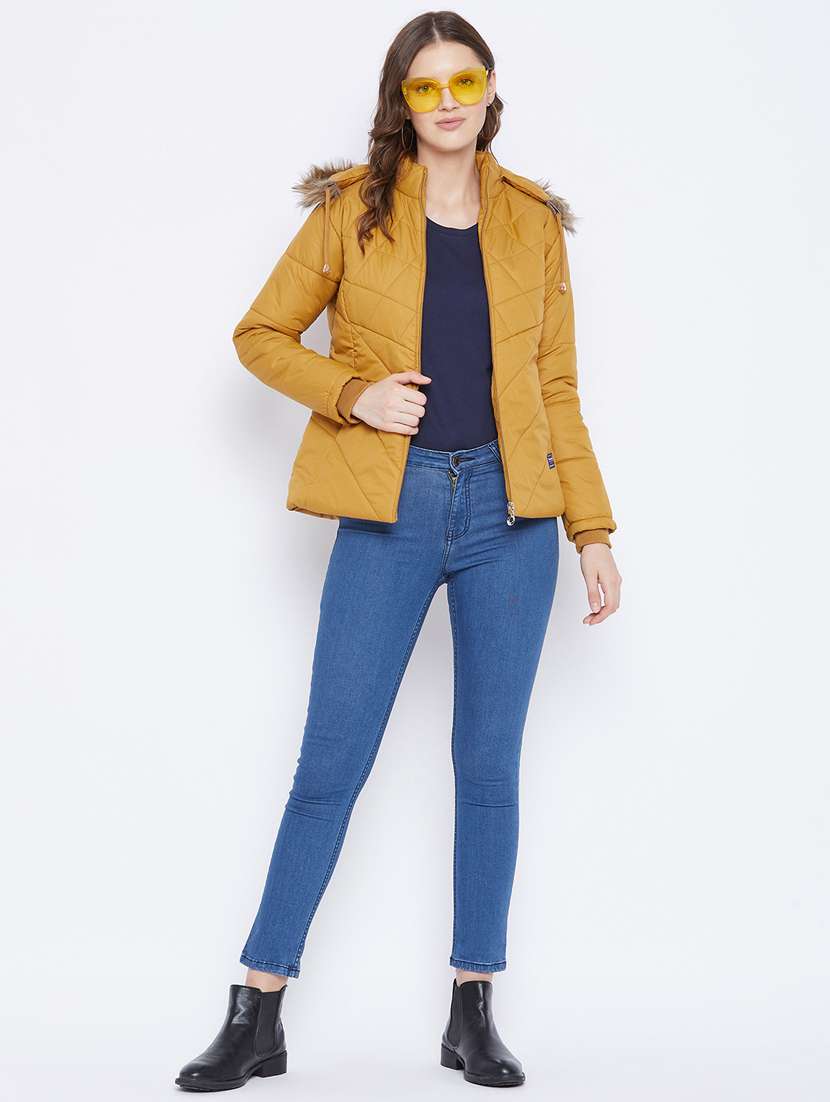 women fur hood solid quilted jacket  - 20155565 -  Standard Image - 3