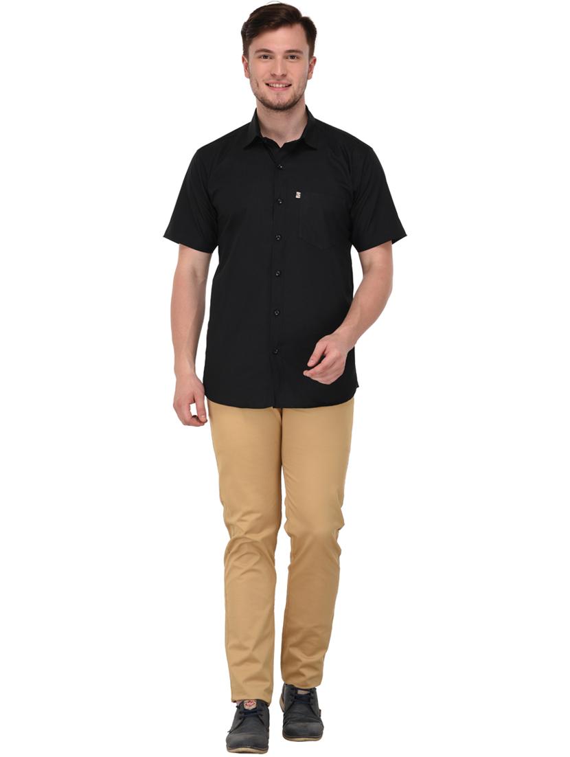 black cotton blend casual shirt - 20155602 - Standard Image - 3