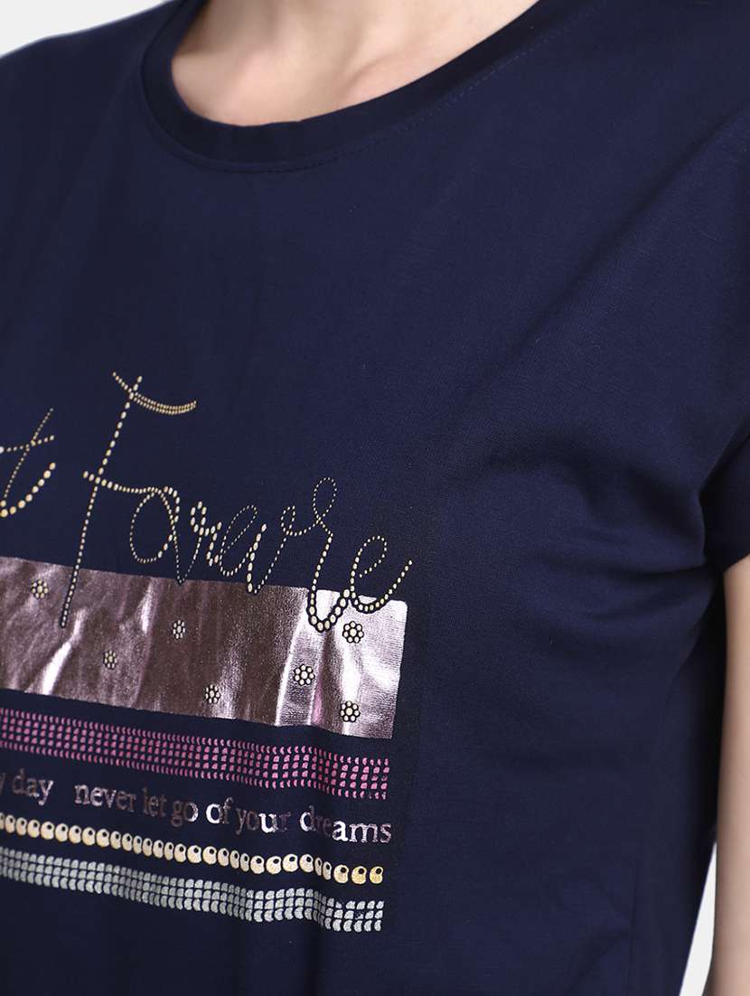 women's front print round neck t-shirt - 20156076 -  Standard Image - 5
