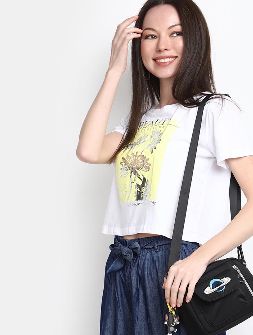 women's front print round neck t-shirt - 20156080 - Standard Image - 3